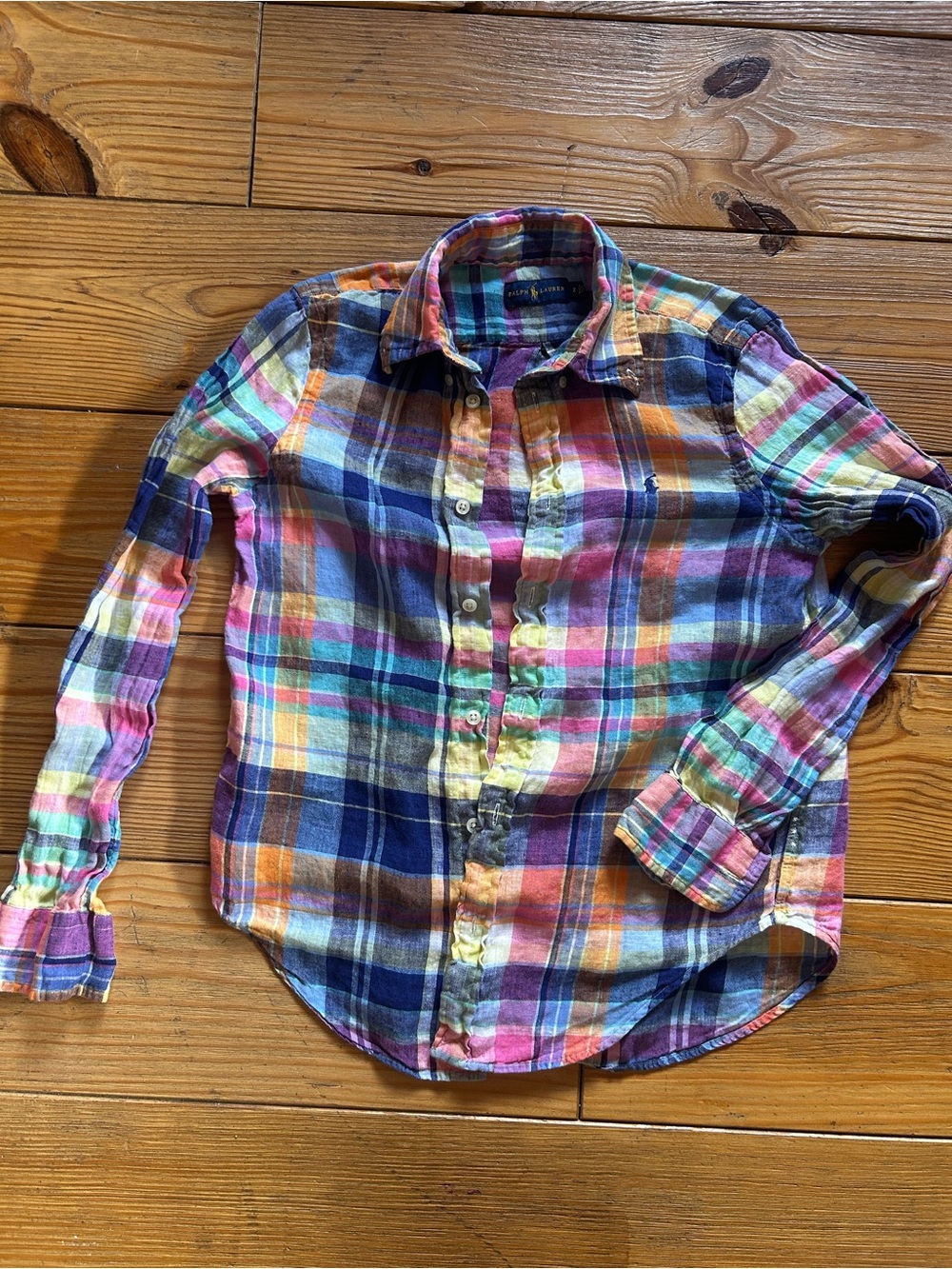 Polo Ralph Lauren Women’s Colorful Madras Plaid Button Up Shirt Size 2